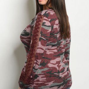 New Junior's cute Boutique Camo army print top